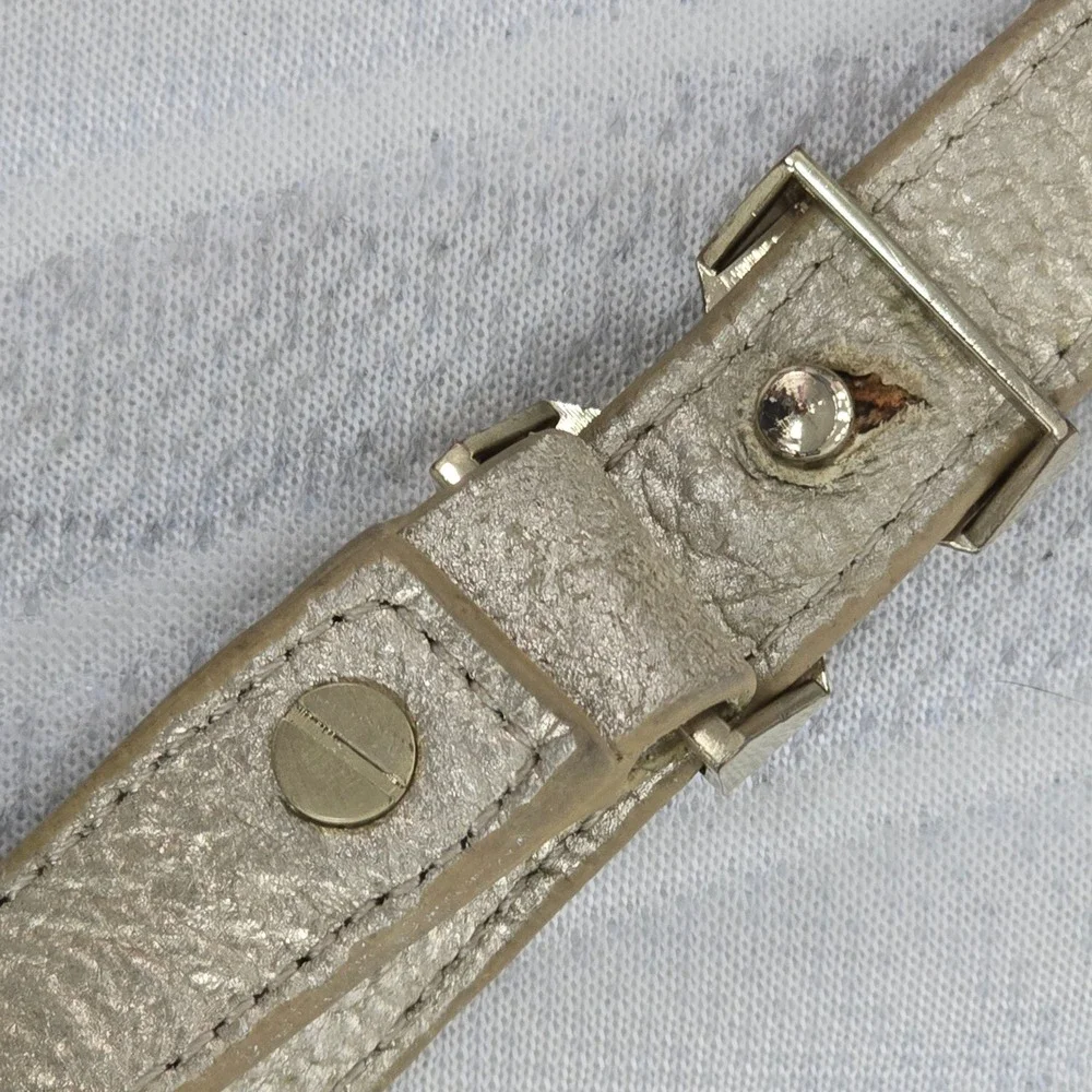 Botkier Metallic Champagne Leather Crossbody Bag‎ Chain Handle Turnlock Closure